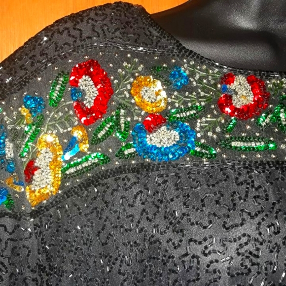 Sequins Laurence Kazar beaded vintage top - Picture 5 of 13